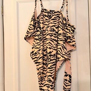 Zebra Print Wrap Swimsuit